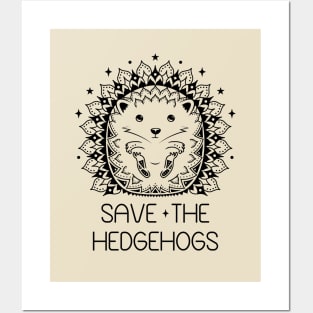 Save The Hedgehogs - Boho Mandala Hedgehog Posters and Art